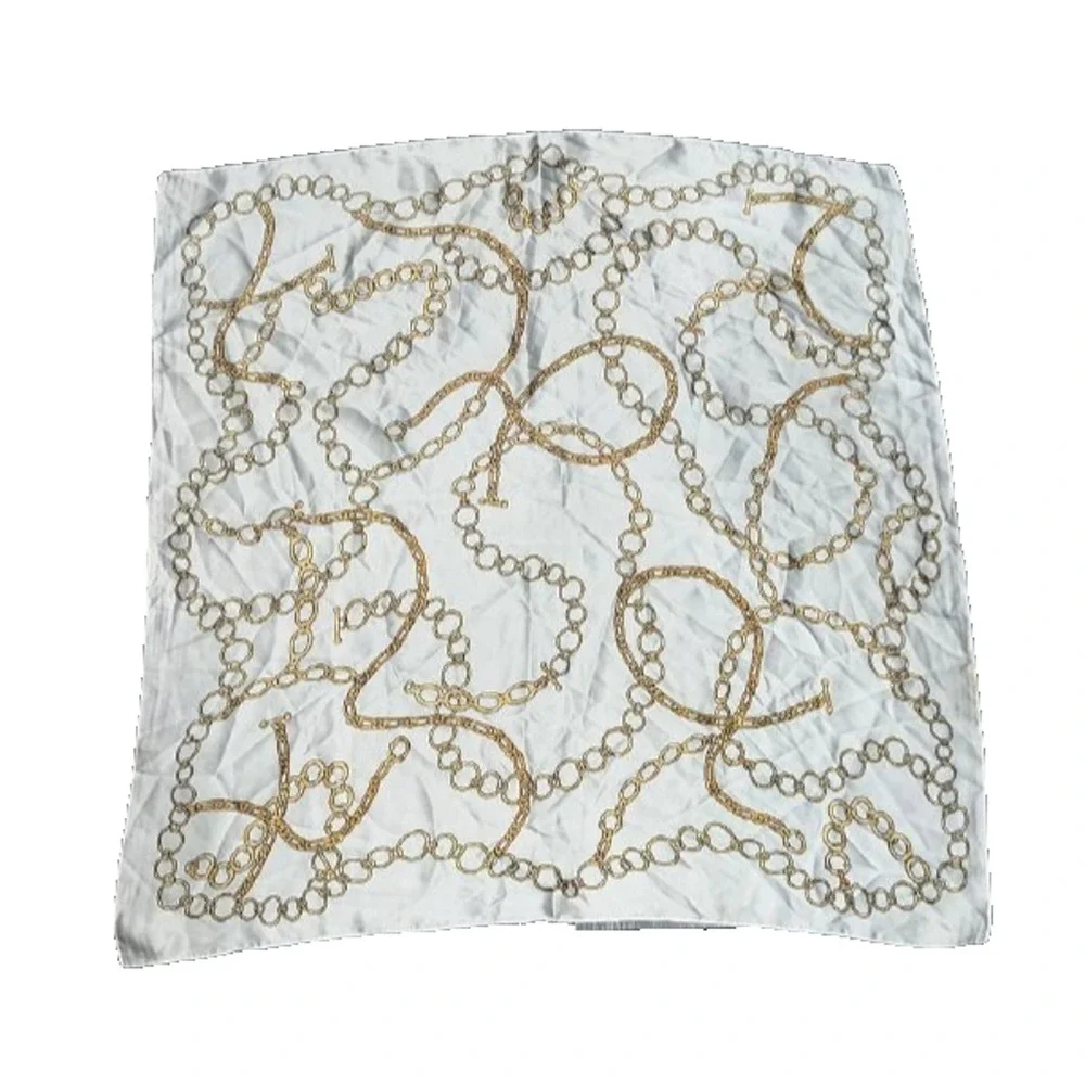 Women's Silk Feel Scarf chains White A006968